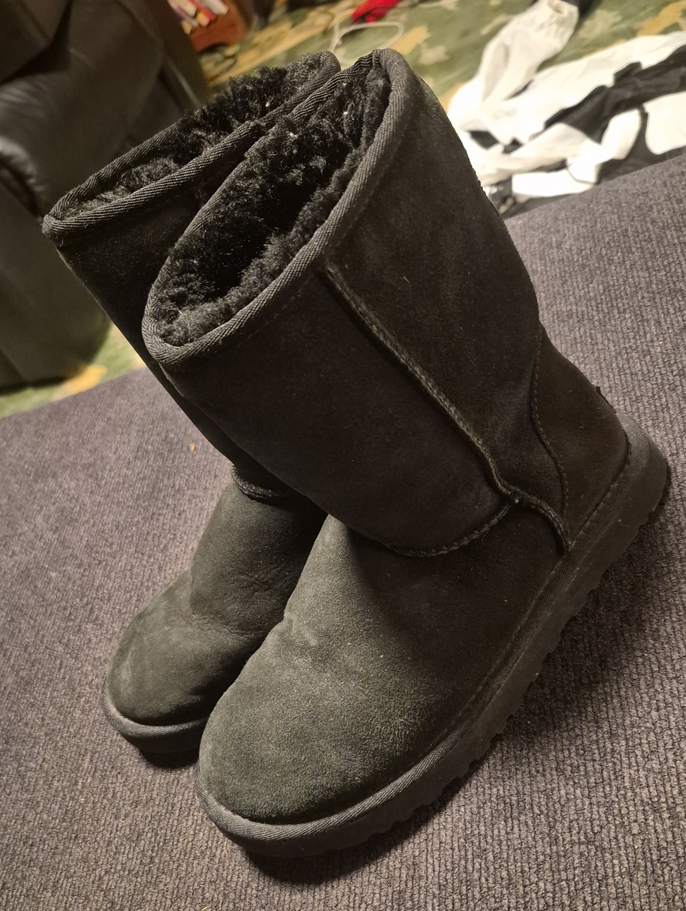 UGG Classic Short Black Shearling-Lined Boots